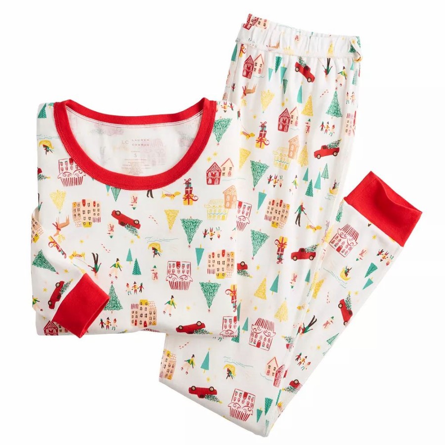 * Women'S Lc Lauren Conrad Jammies For Your Families Adaptive Holiday Village Pajama Set | Sleepwear