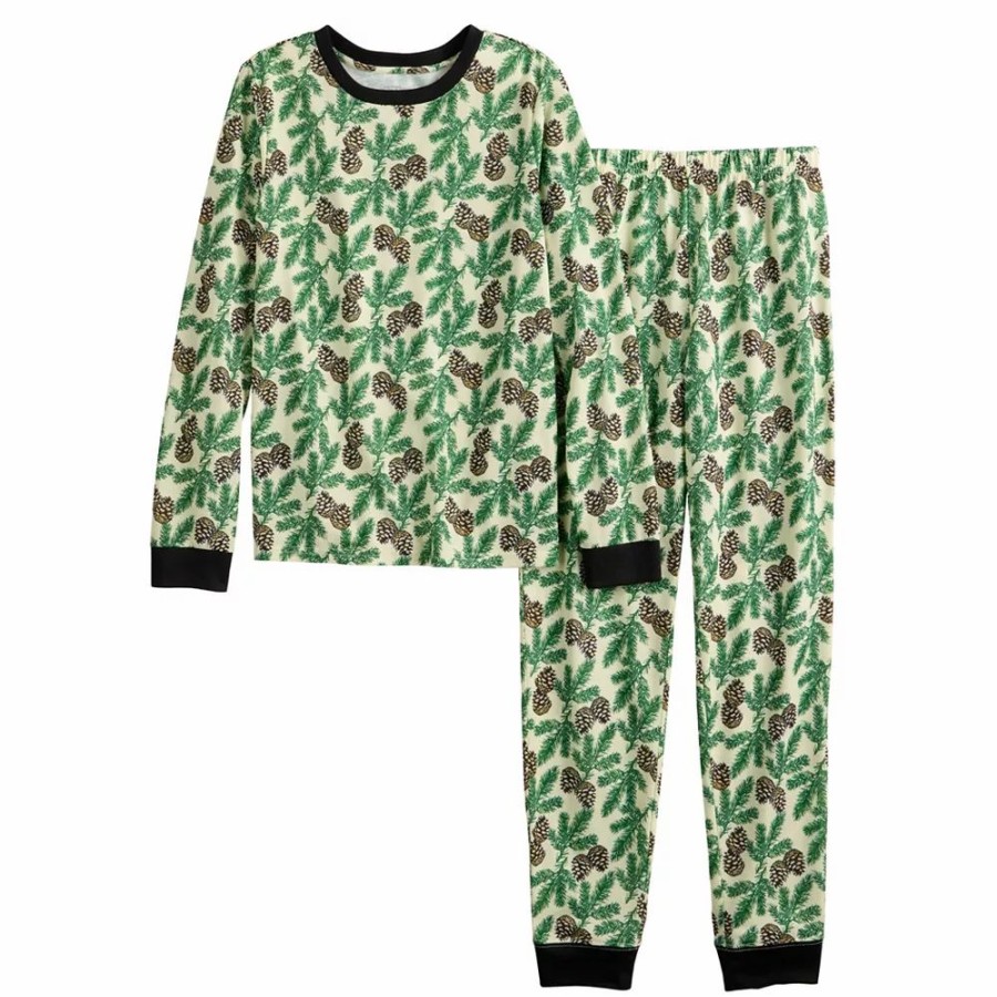 * Girls 4-16 Jammies For Your Families Pine Needles & Snow Print Pajama Set | Sleepwear