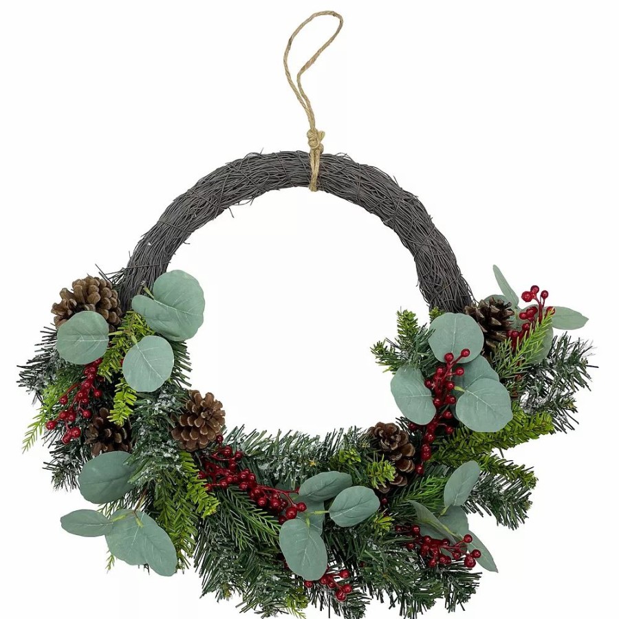 * St. Nicholas Square Asymmetrical Artificial Holly Berry Wreath | Artificial Flowers & Plants