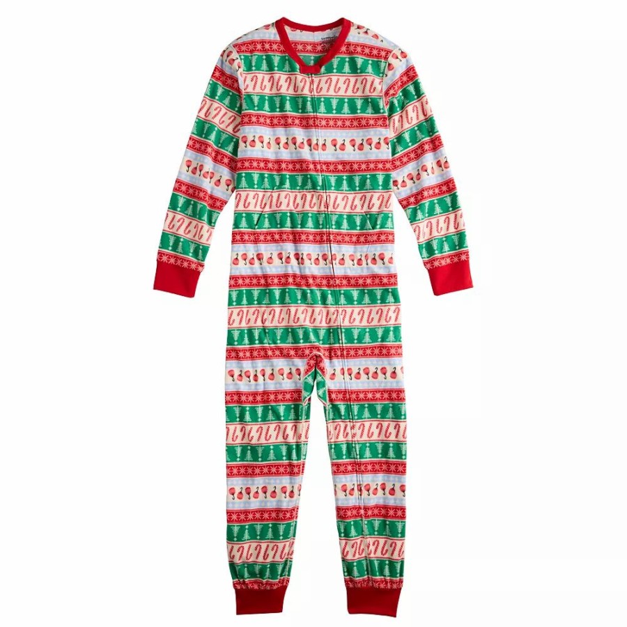 * Adult Jammies For Your Families Joyful Celebration Adaptive Fairisle One-Piece Pajama | Sleepwear