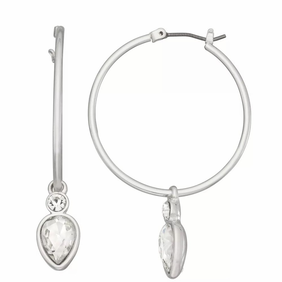 * Nine West Silver Tone Click It Hoop Earrings | Earrings