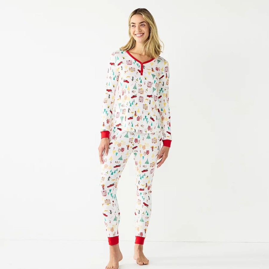 * Women'S Lc Lauren Conrad Jammies For Your Families Holiday Village Pajama Set | Sleepwear