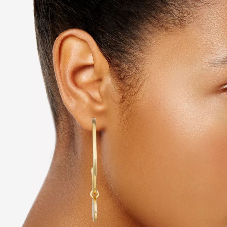 * Nine West Gold Tone Circle Drop Hoop Earrings | Earrings