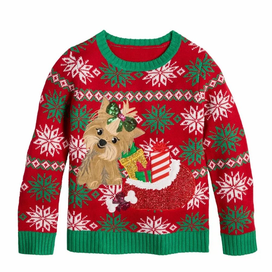 * Girl 7-16 Celebrate Togehter Christmas Sweater | Tops