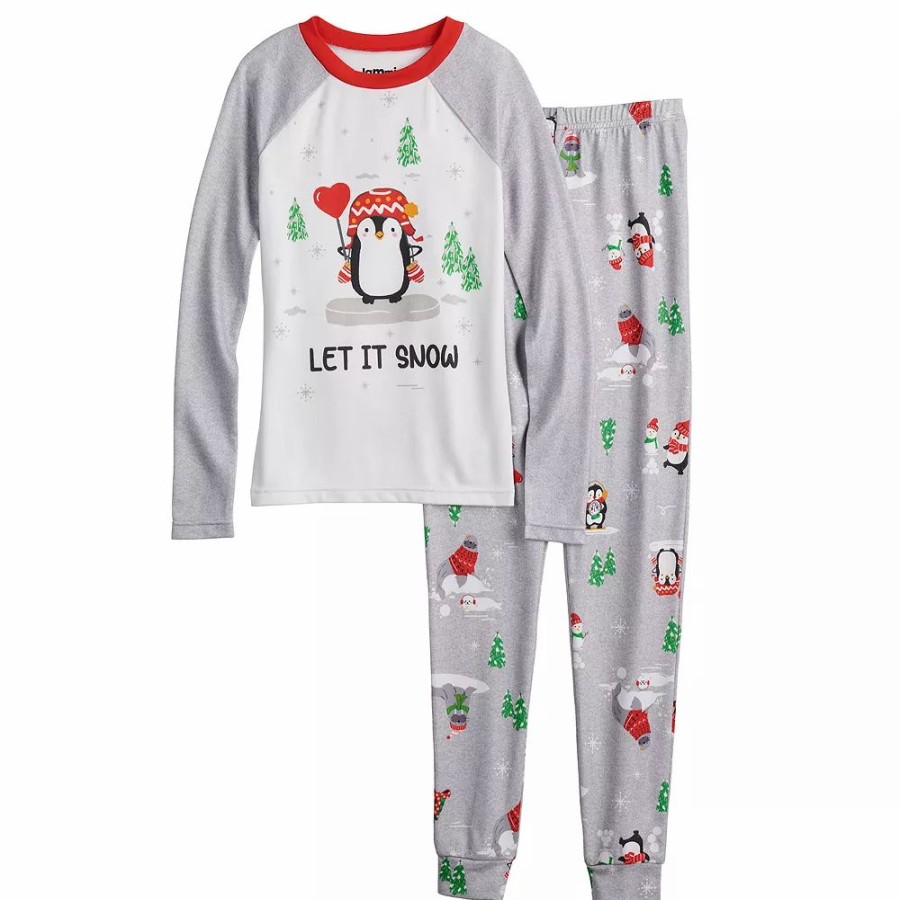 * Girls 4-12 Jammies For Your Families Penguin & Friends Raglan Pajama Set By Cuddl Duds | Sleepwear