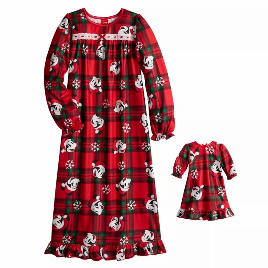 * Disney'S Mickey Mouse Girls 4-10 Jammies For Your Families "Holiday Party Mickey" Nightgown Set | Sleepwear