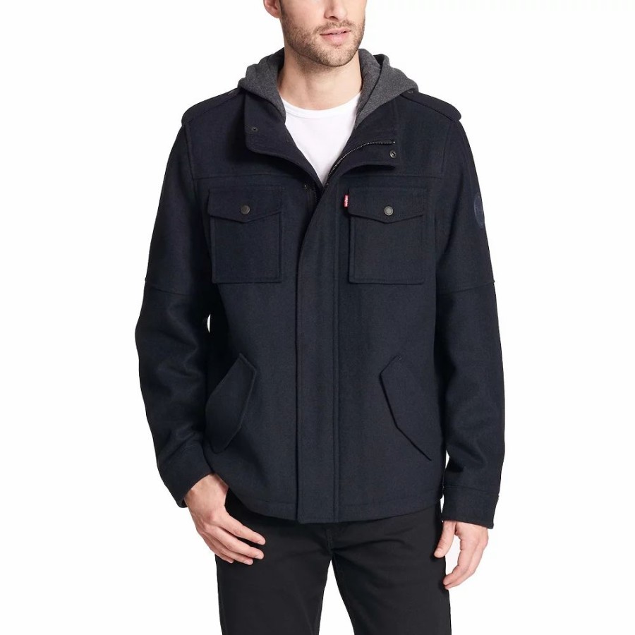 * Men'S Levi'S Wool-Blend Hooded Military Jacket | Outerwear