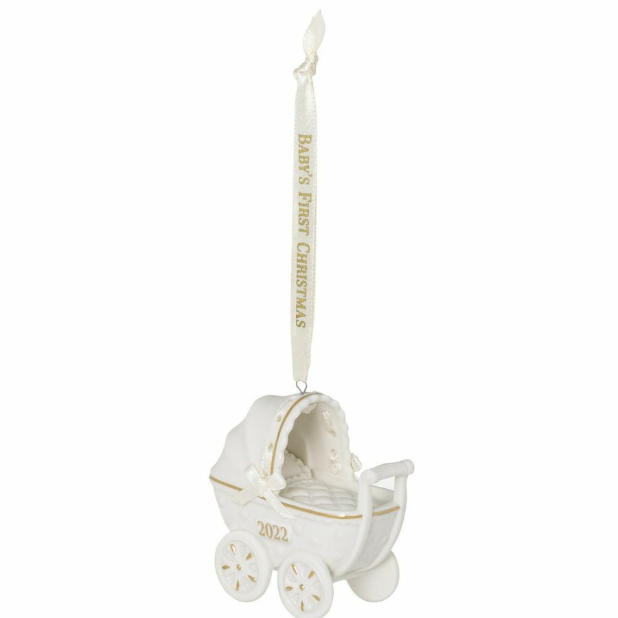 * Hallmark Baby'S First Christmas Pram Porcelain 2022 Hallmark Keepsake Christmas Ornament | Decorative Accents