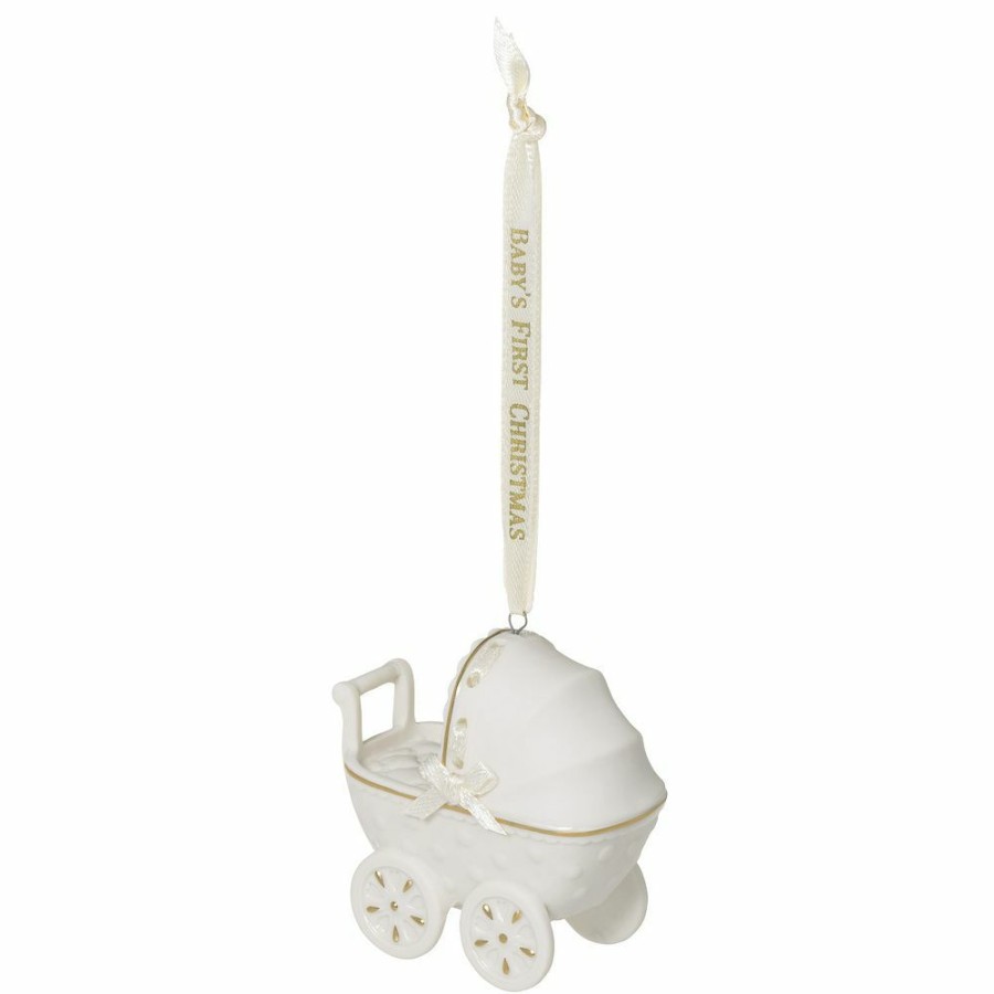 * Hallmark Baby'S First Christmas Pram Porcelain 2022 Hallmark Keepsake Christmas Ornament | Decorative Accents