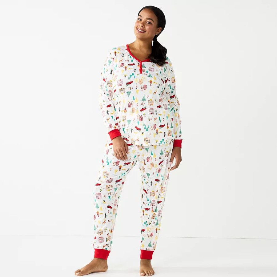 * Plus Size Lc Lauren Conrad Jammies For Your Families Holiday Village Pajama Set | Sleepwear