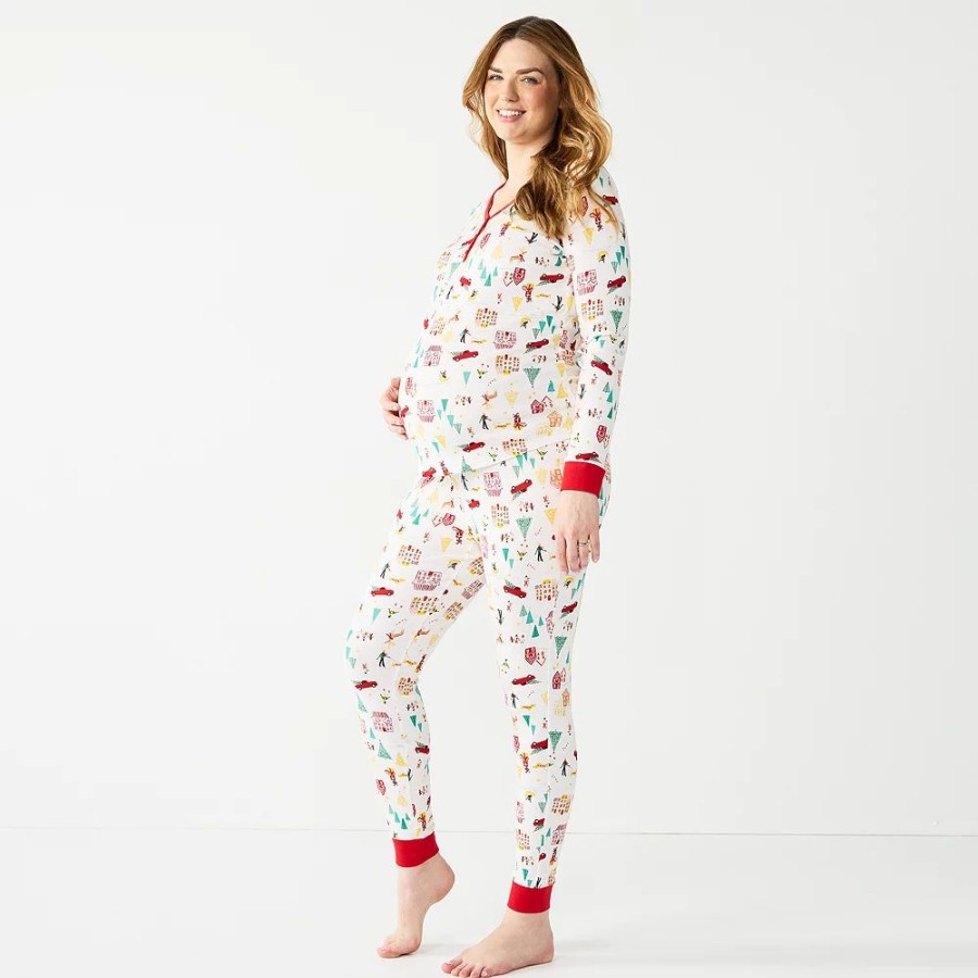 * Maternity Lc Lauren Conrad Jammies For Your Families Holiday Village Pajama Set | Sleepwear