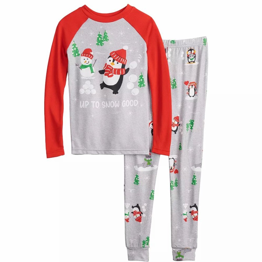 * Boys 4-14 Jammies For Your Families Penguin & Friends Raglan Pajama Set By Cuddl Duds | Sleepwear