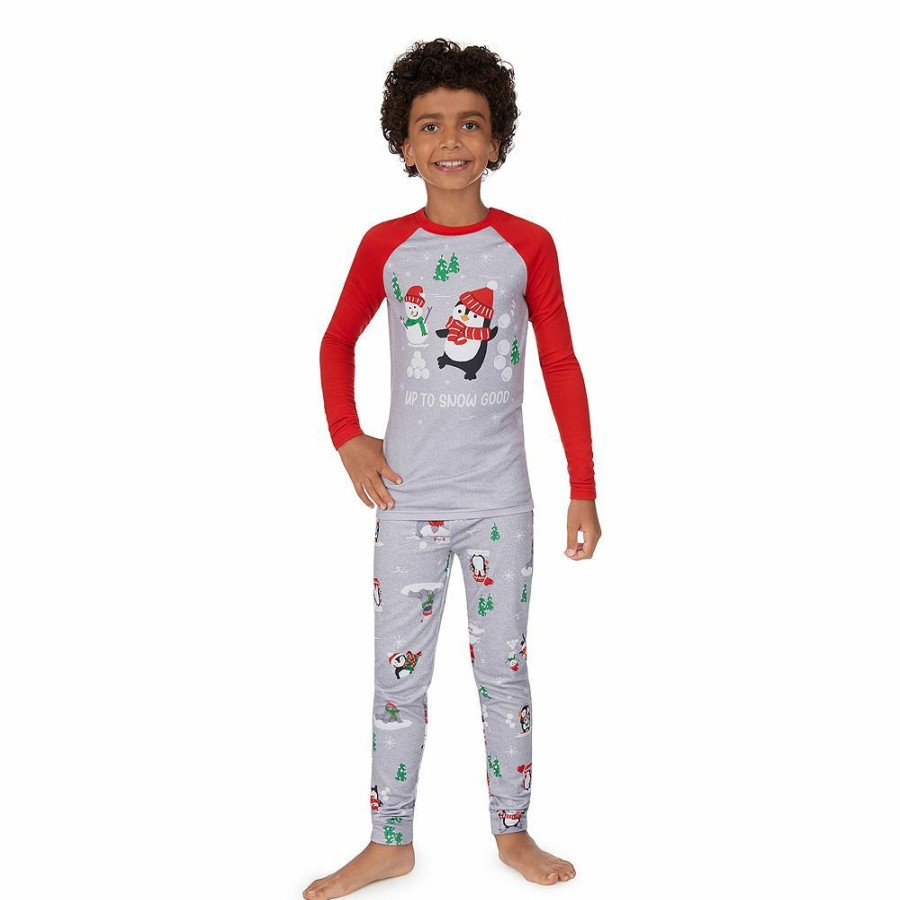 * Boys 4-14 Jammies For Your Families Penguin & Friends Raglan Pajama Set By Cuddl Duds | Sleepwear