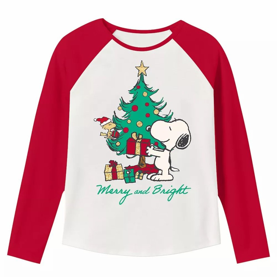 * Toddler Girl Jumping Beans Peanuts "Merry And Bright" Raglan Graphic Tee | Tops