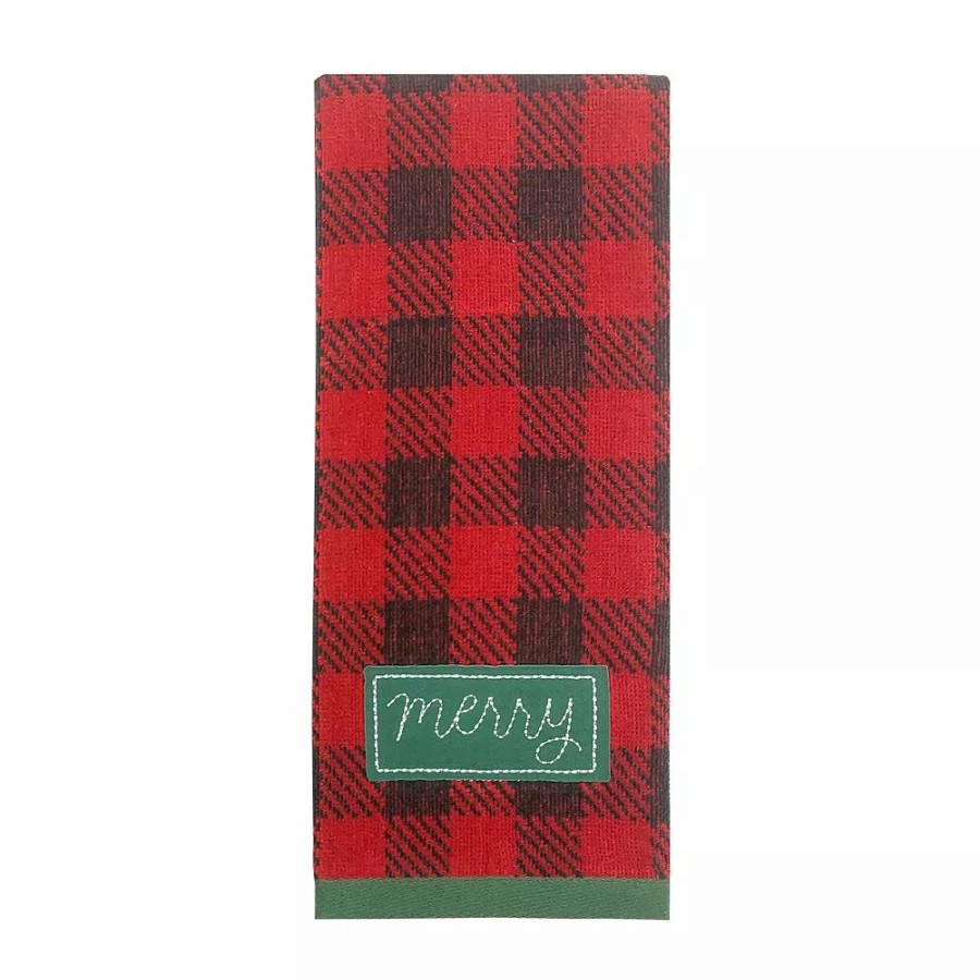 * St. Nicholas Square Plaid Merry Hand Towel | Bathroom