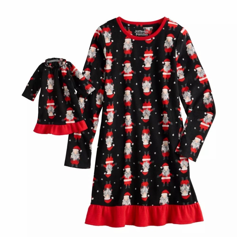 * Girls 4-16 Jammies For Your Families Ho Ho Ho Microfleece Nightgown & Doll Gown Set | Sleepwear