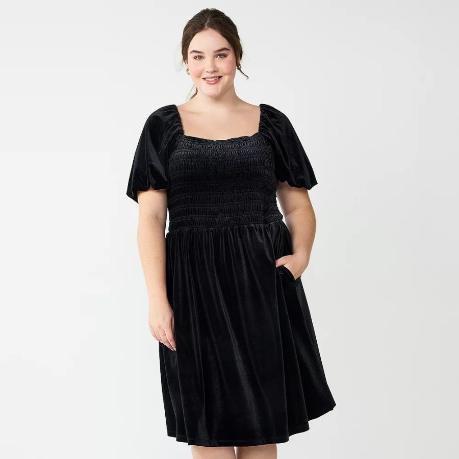 * Plus Size Draper James Rsvp Short Sleeve Velvet Dress | Dresses