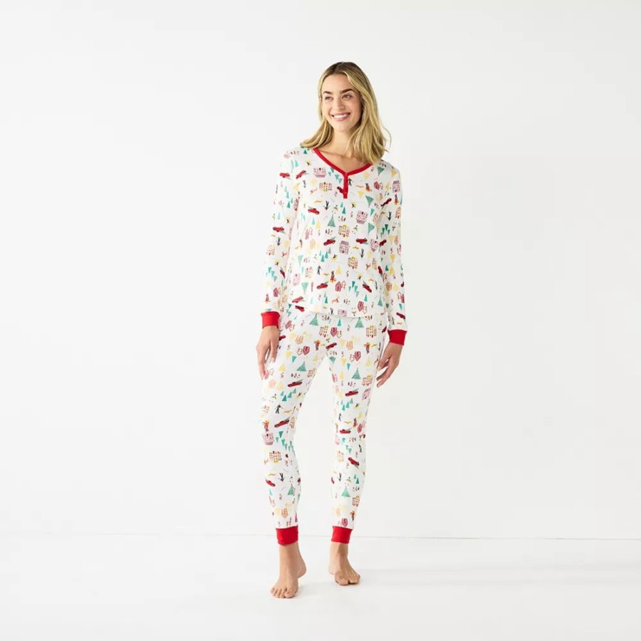 * Petite Lc Lauren Conrad Jammies For Your Families Holiday Village Pajama Set | Sleepwear