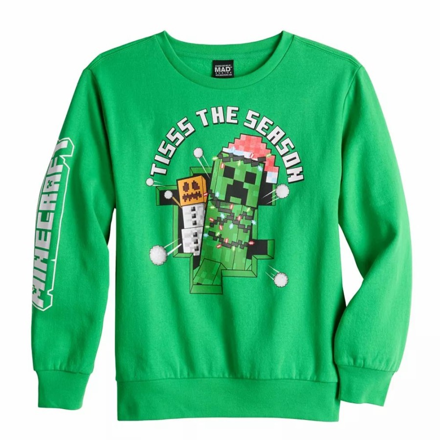 * Boys 8-20 Celebrate Together Minecraft Christmas Lights Sweatshirt | Tops