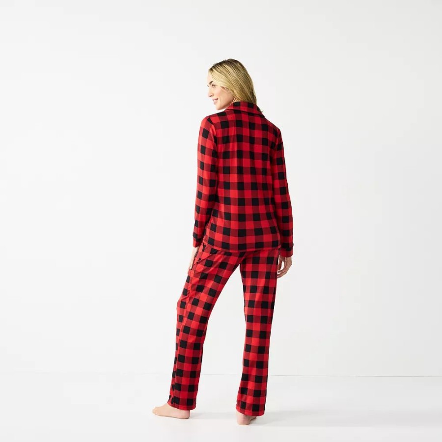 * Women'S Jammies For Your Families Beary Cool Buffalo Check Pajama Set By Cuddl Duds | Sleepwear