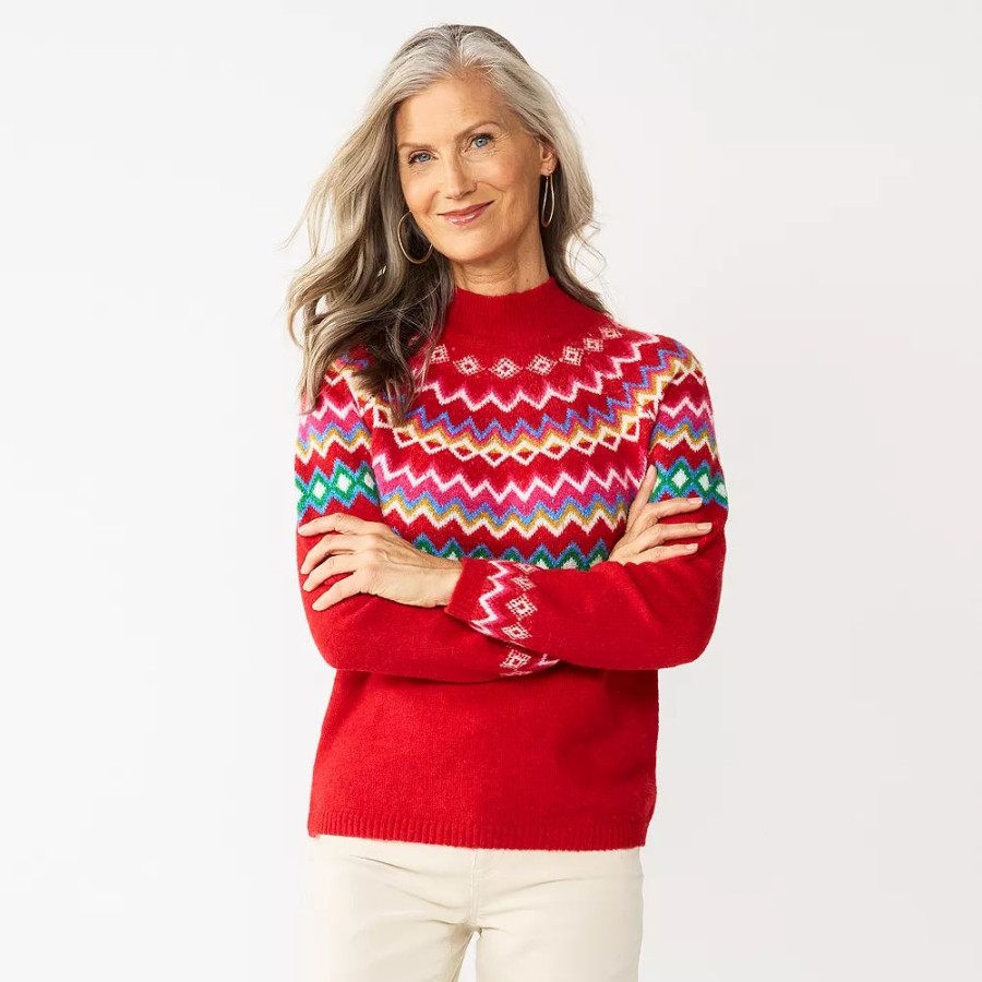 * Women'S Croft & Barrow Fair Isle Sweater | Tops