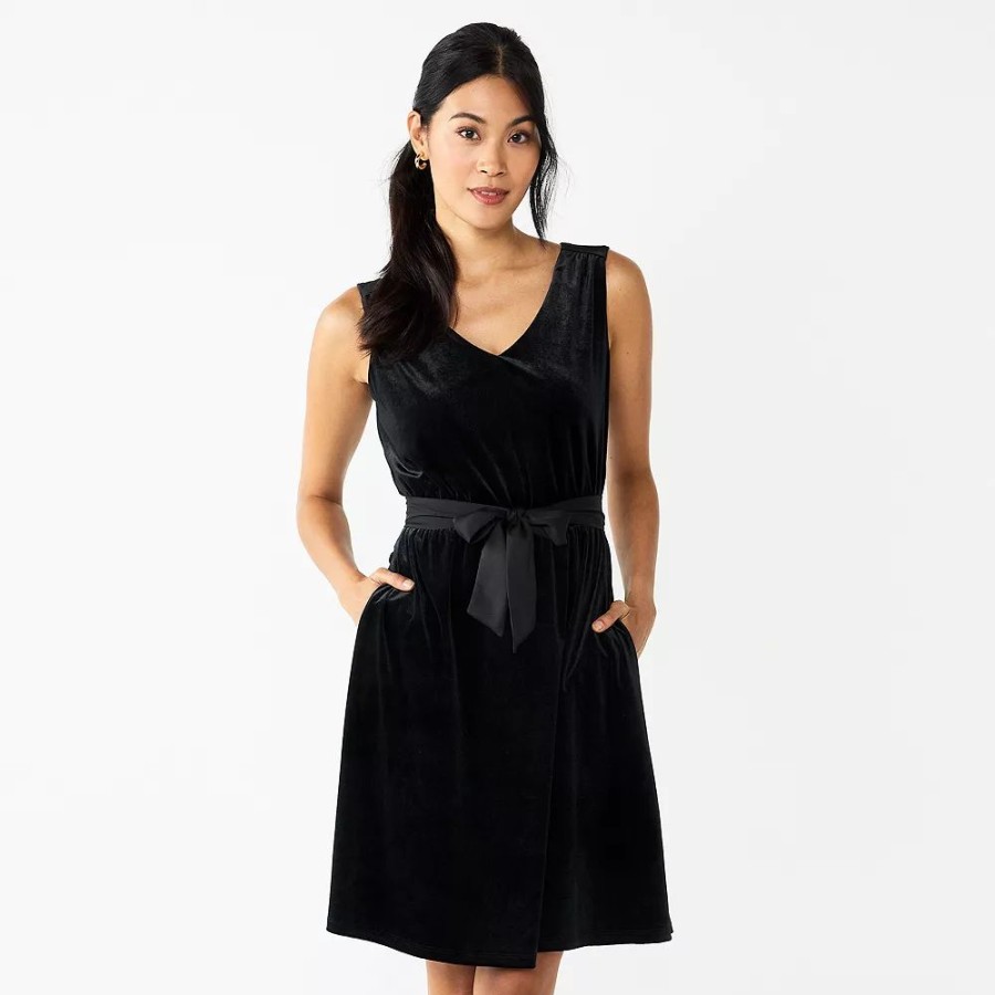 * Women'S Draper James Rsvp Velvet Bow Back Dress | Dresses