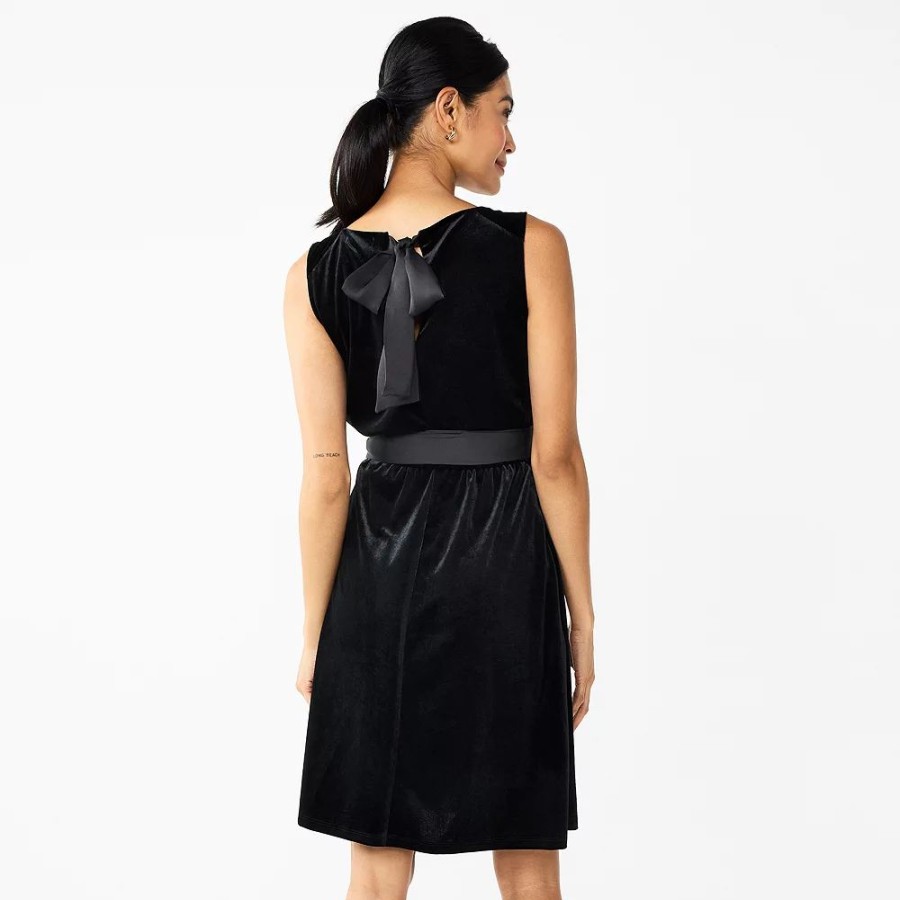 * Women'S Draper James Rsvp Velvet Bow Back Dress | Dresses