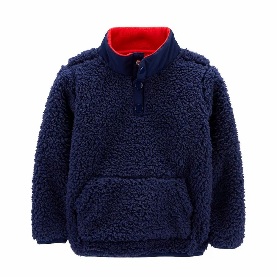 * Toddler Boy Carter'S Quarter Zip Sherpa Pullover | Tops