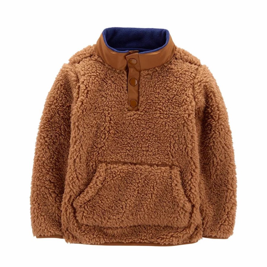 * Toddler Boy Carter'S Quarter Zip Sherpa Pullover | Tops