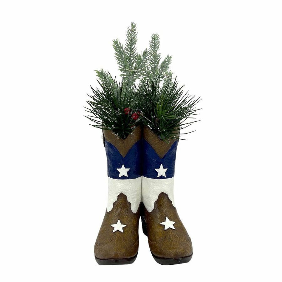 * St. Nicholas Square Texas Botanical Cowboy Boot Led Table Decor | Decorative Accents