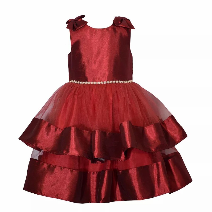 * Girls 7-20 Bonnie Jean Tie Satin Holiday Dress In Regular & Plus | Dresses