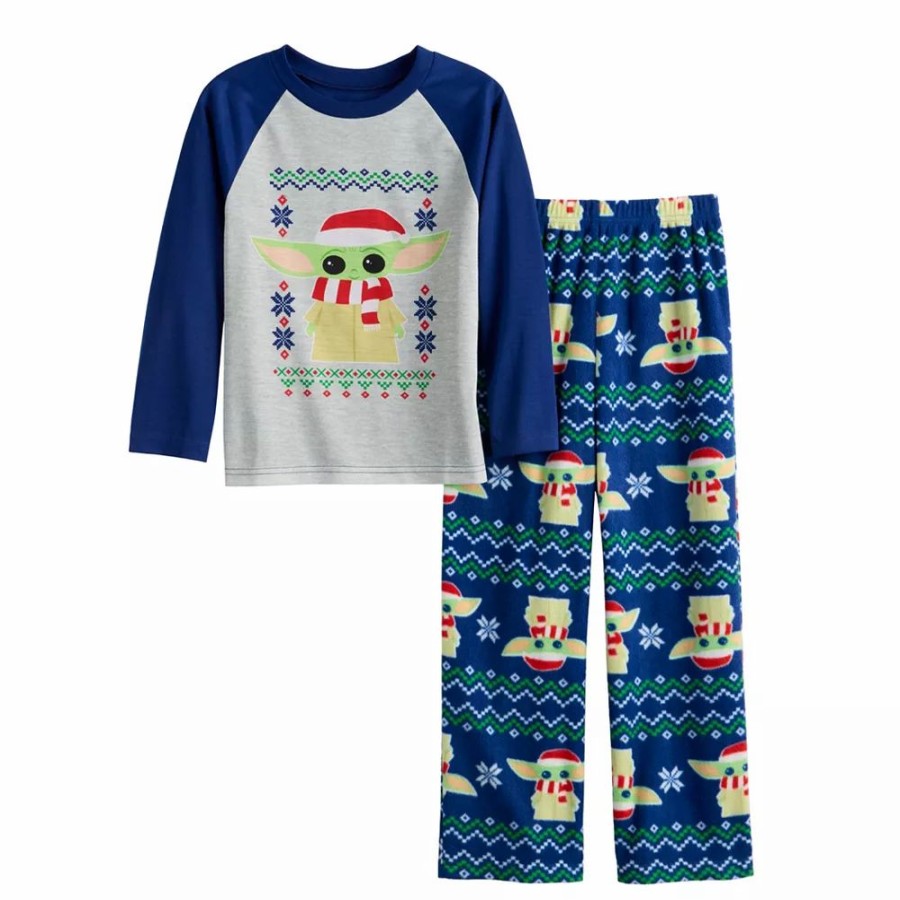 * Boys 4-12 Jammies For Your Families Star Wars The Mandalorian Grogu Aka Baby Yoda Pajama Set | Sleepwear