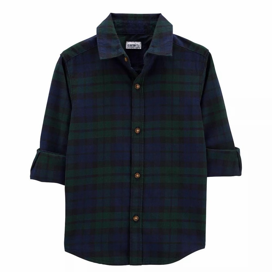 * Baby Boy Carter'S Plaid Button-Front Shirt | Tops