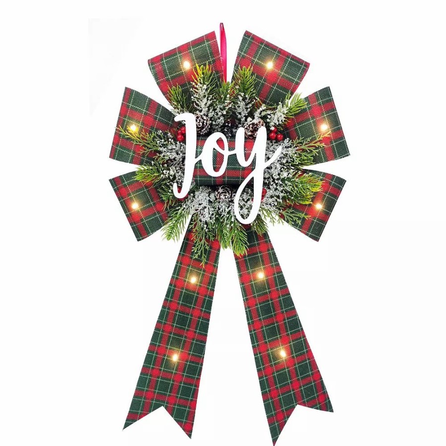 * St. Nicholas Square Led Joy Burlap Bow | Wall Decor