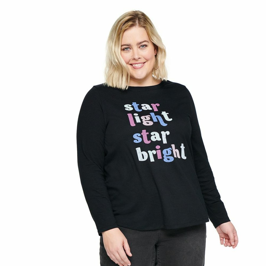 * Plus Size Sonoma Goods For Life Long Sleeve Holiday Graphic Tee | Tops