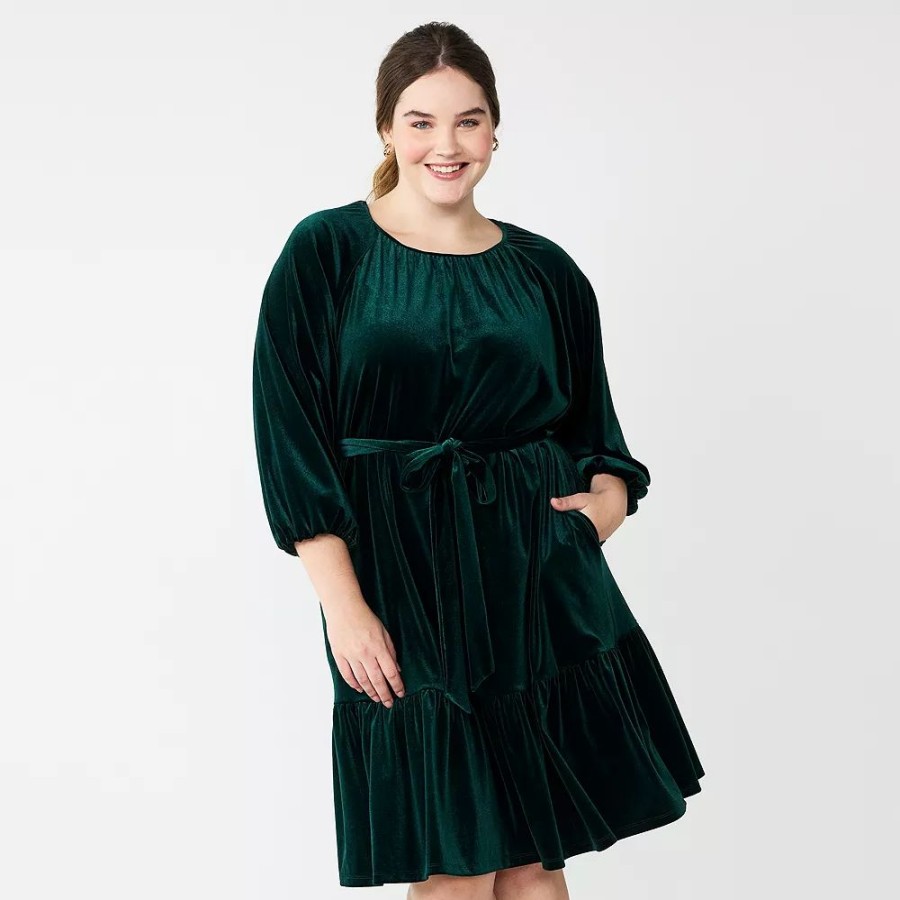 * Plus Size Draper James Rsvp Long Sleeve Tiered Bow Back Dress | Dresses