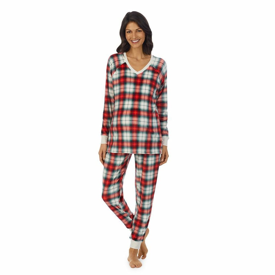 * Maternity Cuddl Duds Velour Fleece V-Neck Pajama Top & Pajama Jogger Pants Sleep Set | Sleepwear