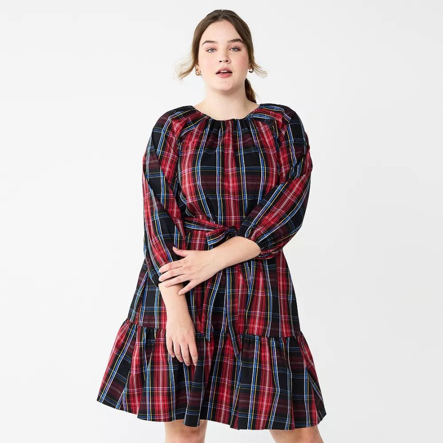 * Plus Size Draper James Rsvp Long Sleeve Tiered Bow Back Dress | Dresses