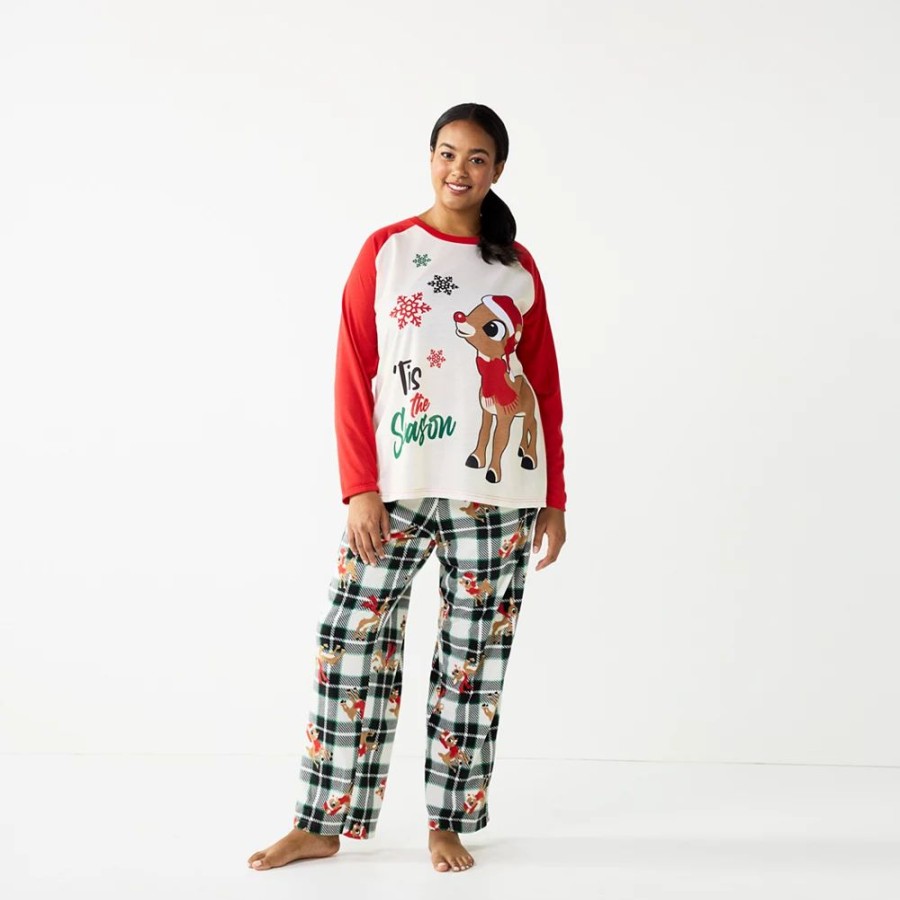 * Plus Size Jammies For Your Families Rudolph The Red Nosed Reindeer Pajama Set | Sleepwear